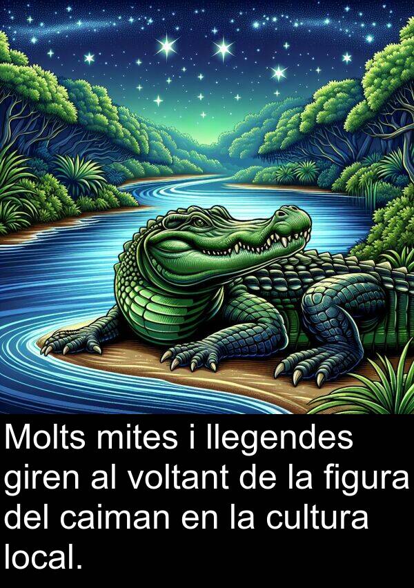 local: Molts mites i llegendes giren al voltant de la figura del caiman en la cultura local.