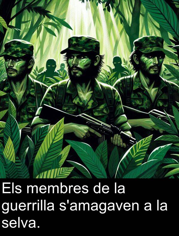 membres: Els membres de la guerrilla s'amagaven a la selva.