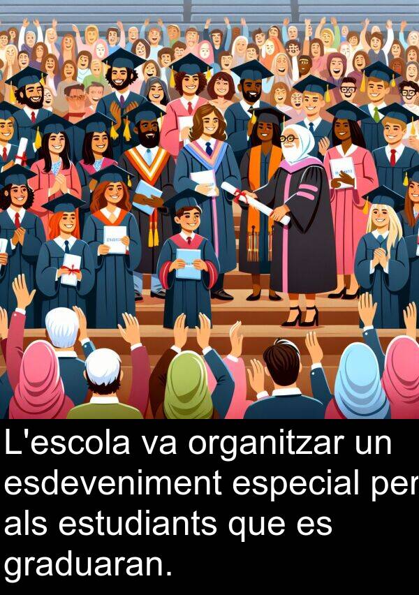 organitzar: L'escola va organitzar un esdeveniment especial per als estudiants que es graduaran.