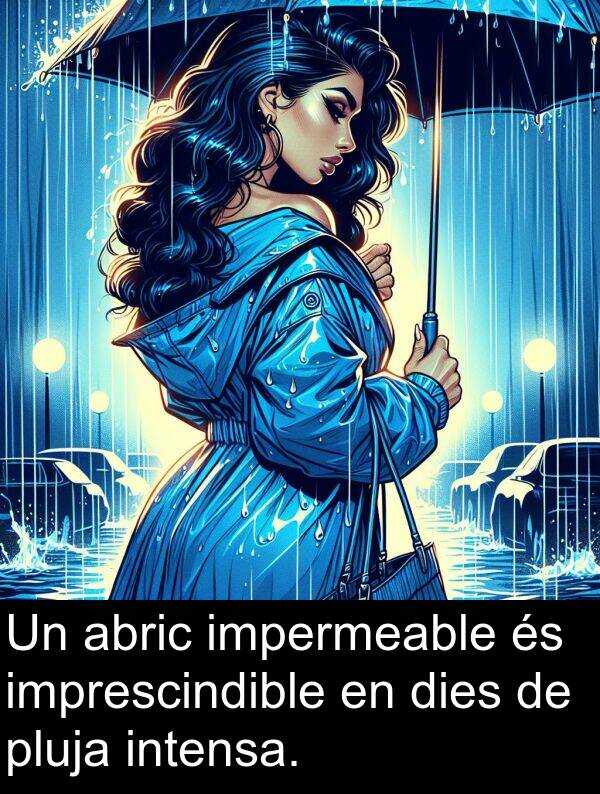 abric: Un abric impermeable és imprescindible en dies de pluja intensa.