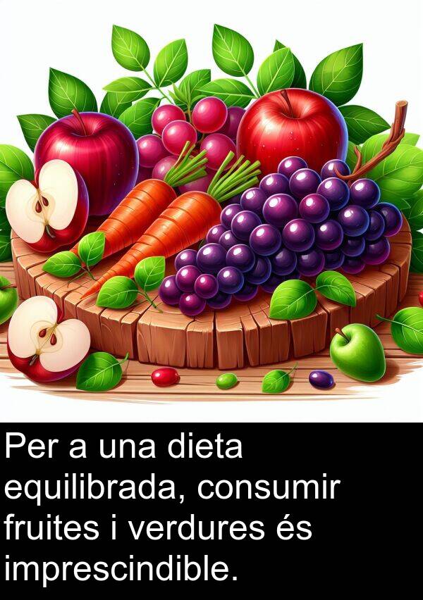 equilibrada: Per a una dieta equilibrada, consumir fruites i verdures és imprescindible.