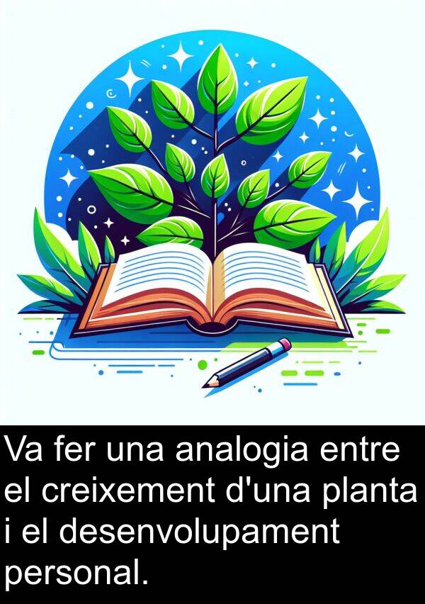 personal: Va fer una analogia entre el creixement d'una planta i el desenvolupament personal.