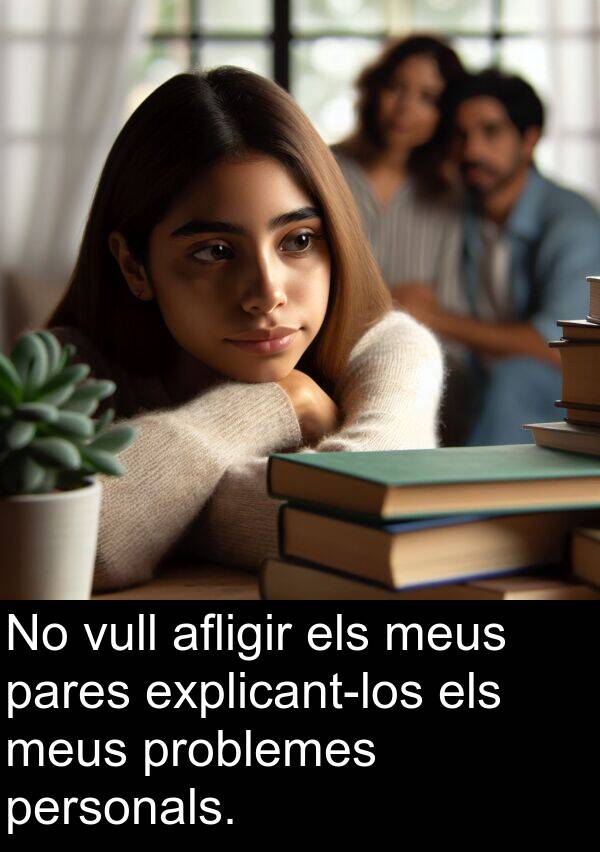 afligir: No vull afligir els meus pares explicant-los els meus problemes personals.