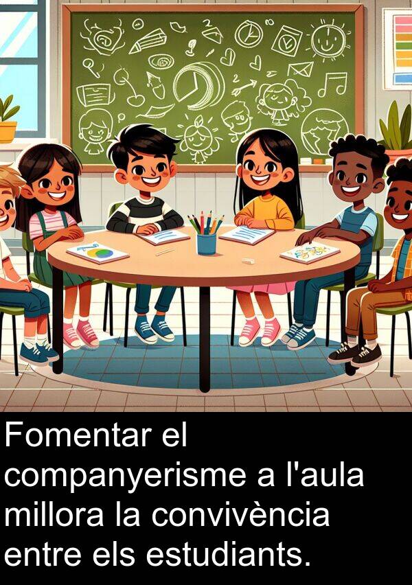 companyerisme: Fomentar el companyerisme a l'aula millora la convivència entre els estudiants.