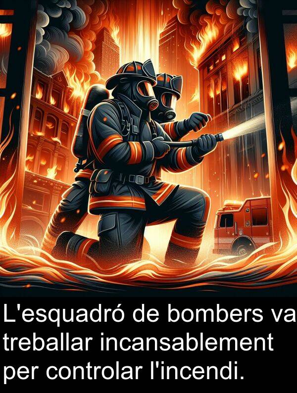 bombers: L'esquadró de bombers va treballar incansablement per controlar l'incendi.