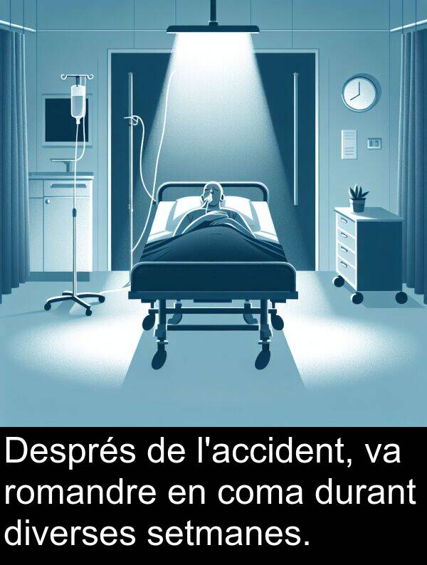 setmanes: Després de l'accident, va romandre en coma durant diverses setmanes.