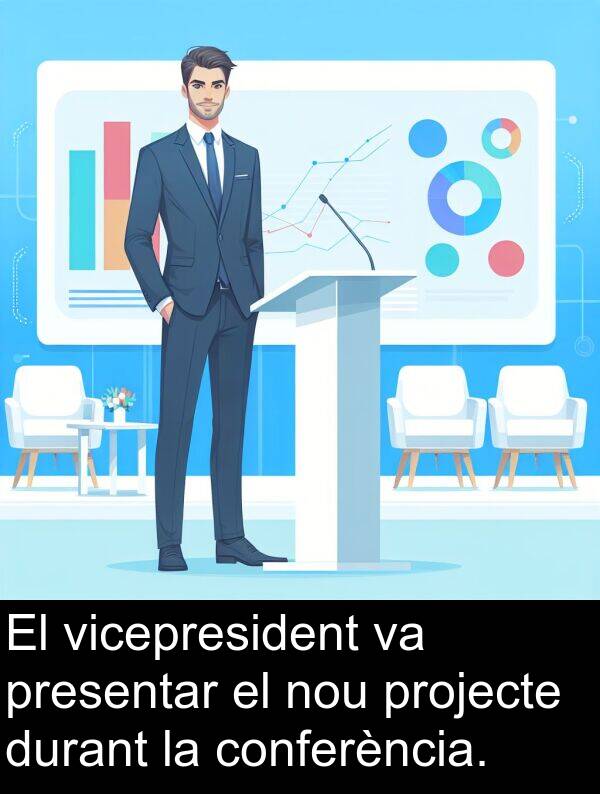 nou: El vicepresident va presentar el nou projecte durant la conferència.