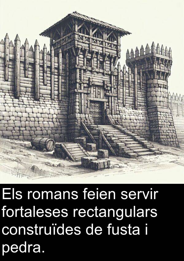 pedra: Els romans feien servir fortaleses rectangulars construïdes de fusta i pedra.