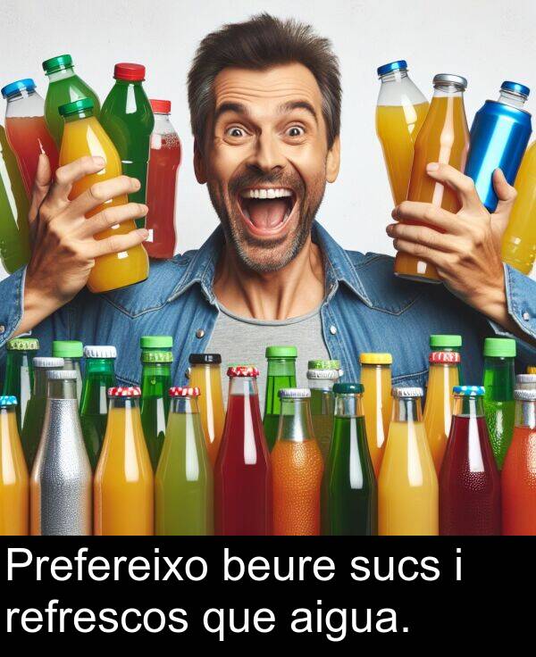 beure: Prefereixo beure sucs i refrescos que aigua.