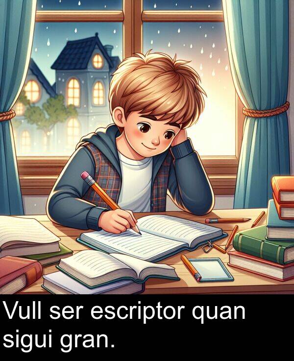 quan: Vull ser escriptor quan sigui gran.