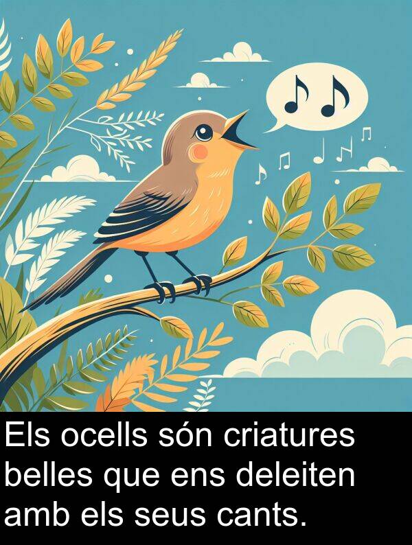 ocells: Els ocells són criatures belles que ens deleiten amb els seus cants.