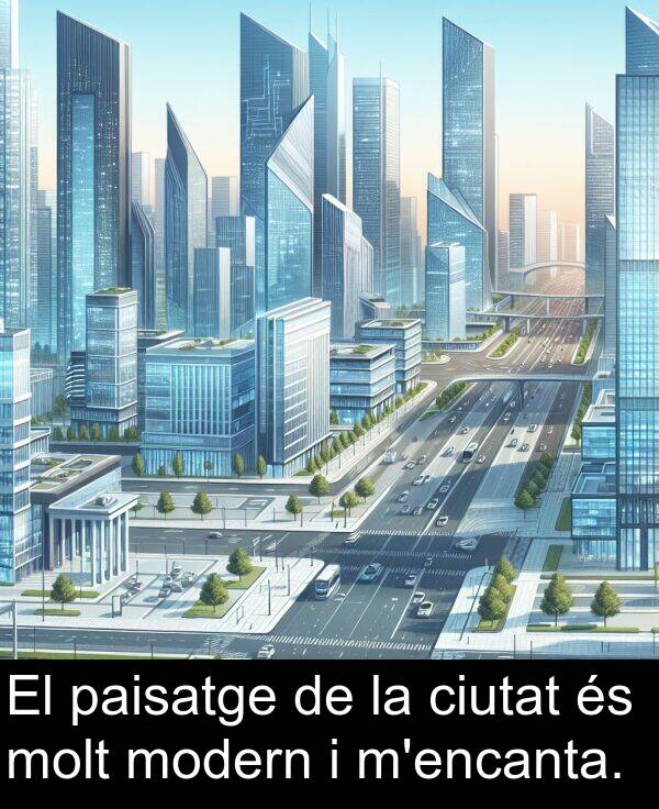 paisatge: El paisatge de la ciutat és molt modern i m'encanta.