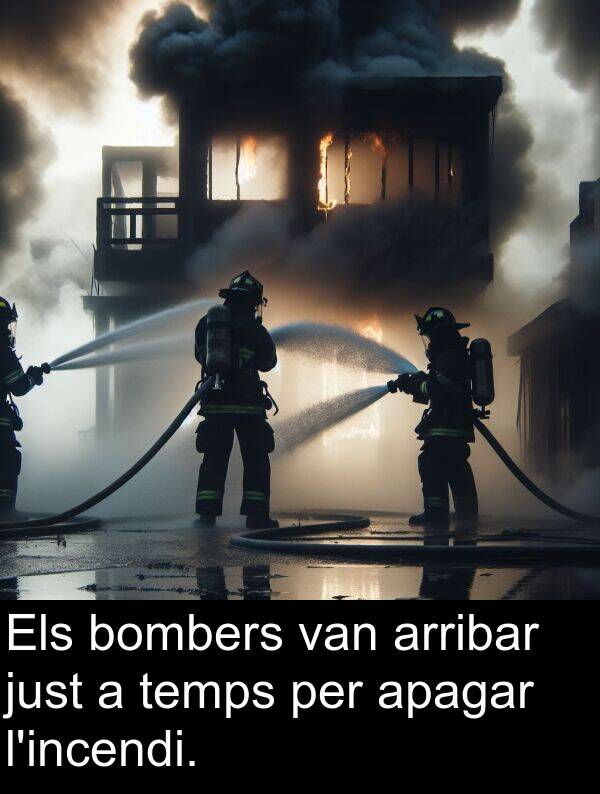 bombers: Els bombers van arribar just a temps per apagar l'incendi.