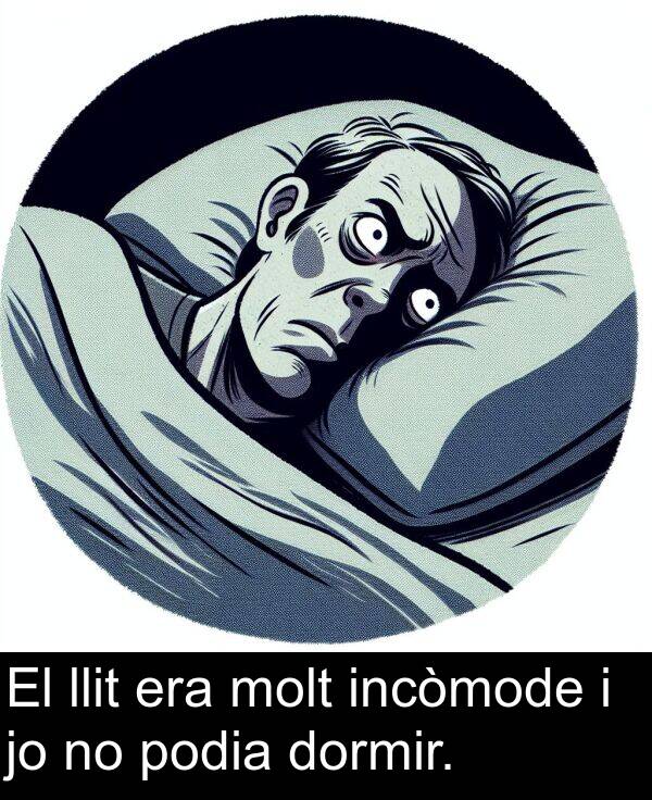 llit: El llit era molt incòmode i jo no podia dormir.