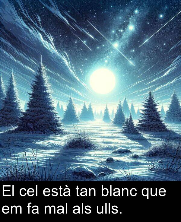 ulls: El cel està tan blanc que em fa mal als ulls.