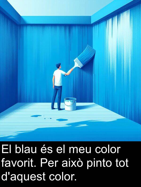 això: El blau és el meu color favorit. Per això pinto tot d'aquest color.