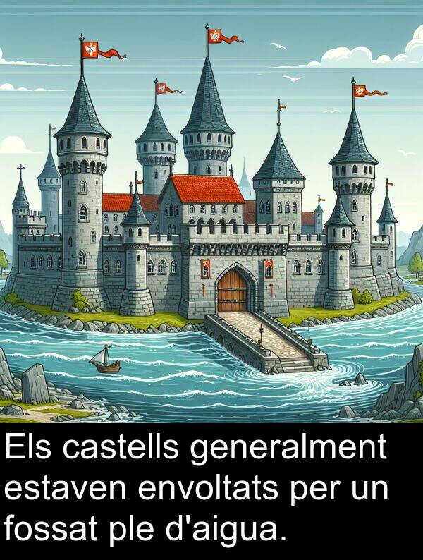 castells: Els castells generalment estaven envoltats per un fossat ple d'aigua.