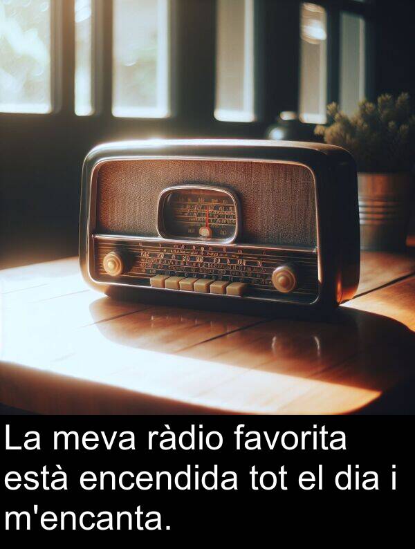 tot: La meva ràdio favorita està encendida tot el dia i m'encanta.