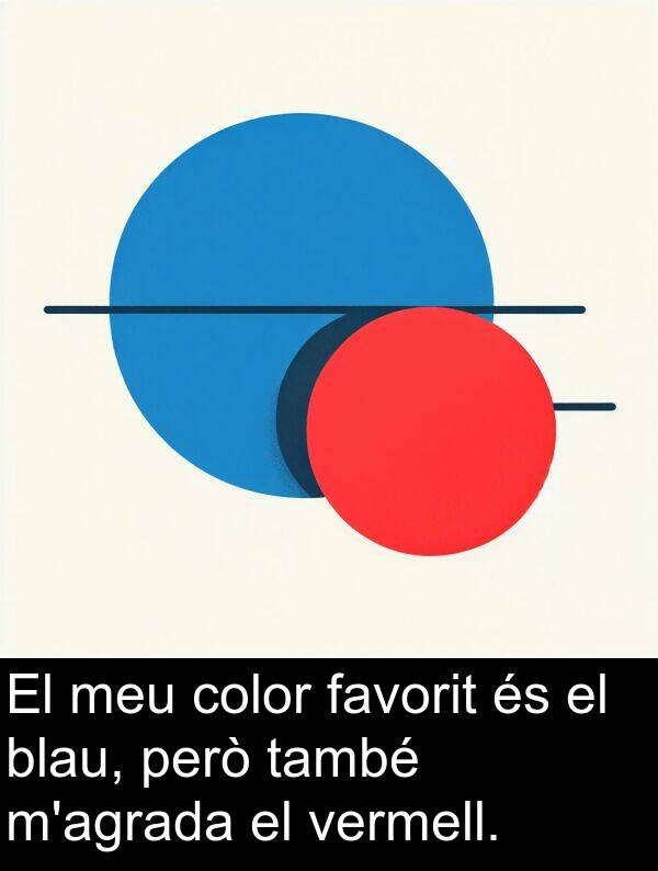 blau: El meu color favorit és el blau, però també m'agrada el vermell.