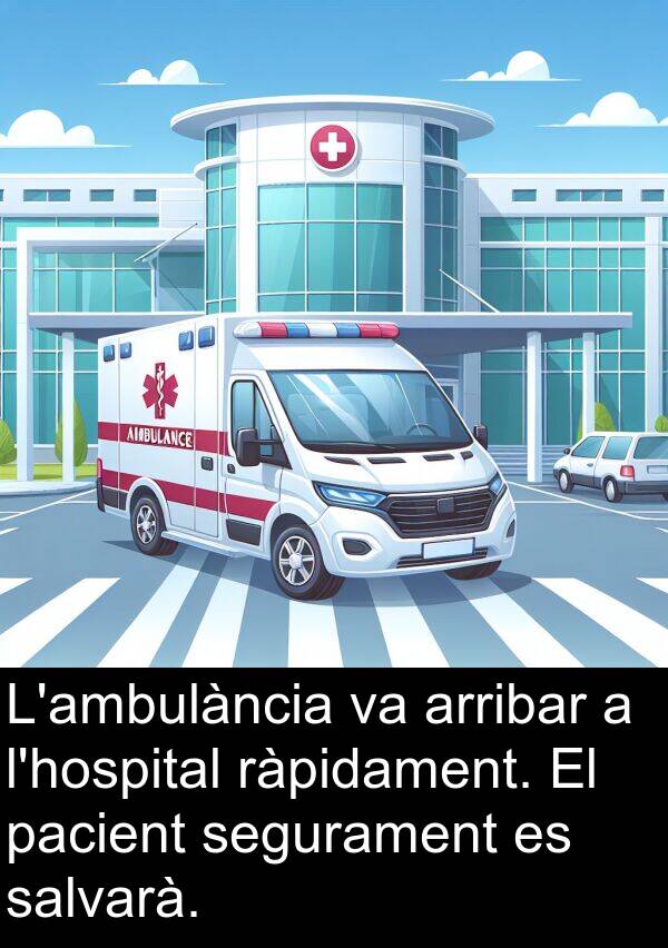 pacient: L'ambulància va arribar a l'hospital ràpidament. El pacient segurament es salvarà.