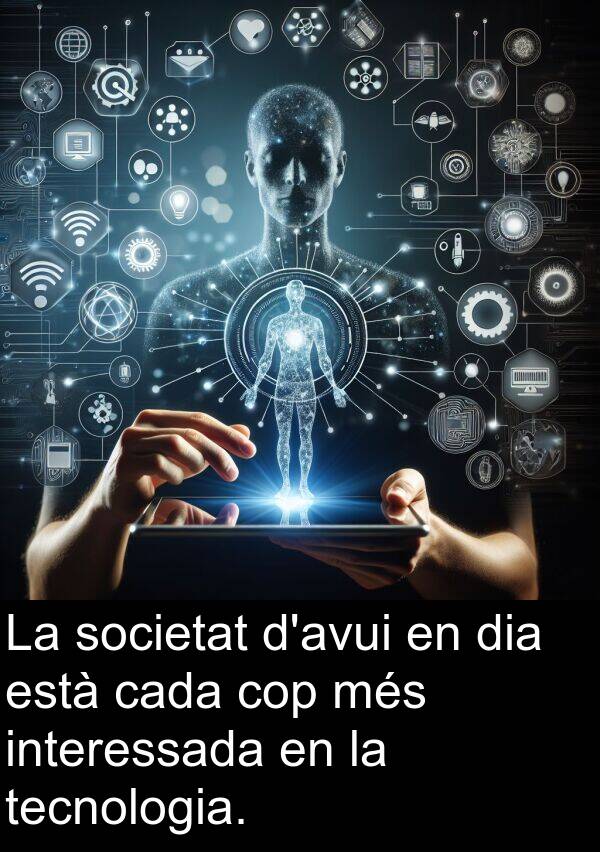 cada: La societat d'avui en dia està cada cop més interessada en la tecnologia.