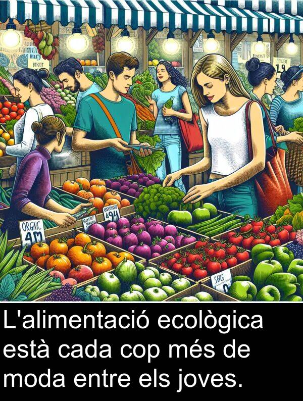 cada: L'alimentació ecològica està cada cop més de moda entre els joves.