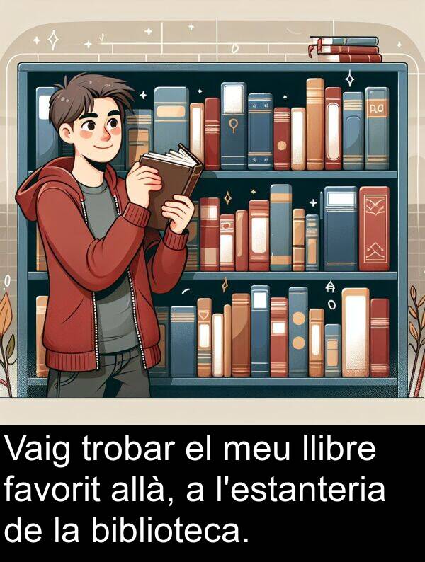 llibre: Vaig trobar el meu llibre favorit allà, a l'estanteria de la biblioteca.