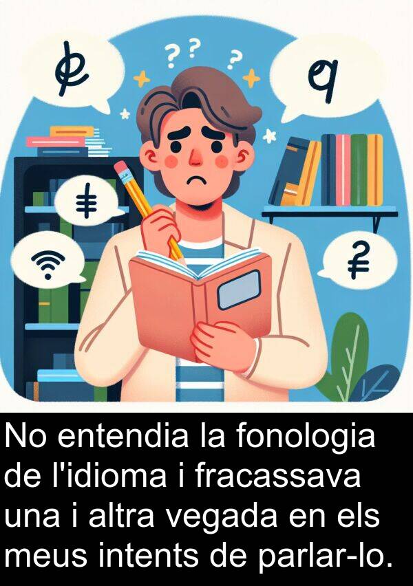 fracassava: No entendia la fonologia de l'idioma i fracassava una i altra vegada en els meus intents de parlar-lo.