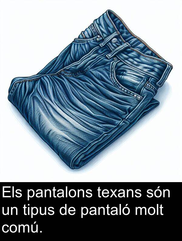 pantaló: Els pantalons texans són un tipus de pantaló molt comú.