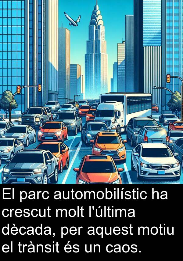 dècada: El parc automobilístic ha crescut molt l'última dècada, per aquest motiu el trànsit és un caos.