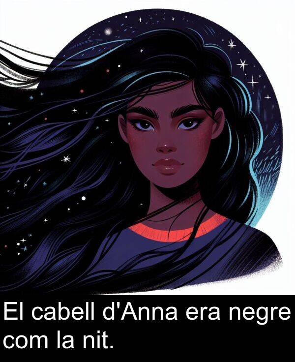 cabell: El cabell d'Anna era negre com la nit.