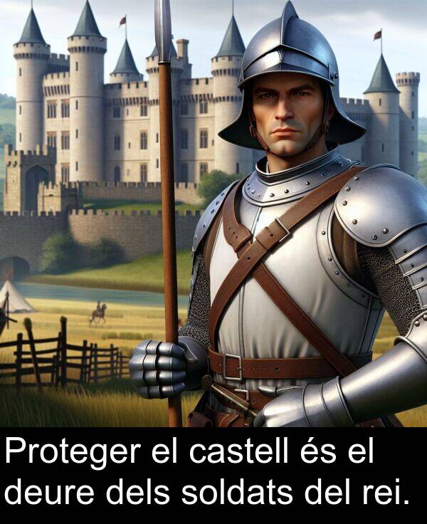 dels: Proteger el castell és el deure dels soldats del rei.