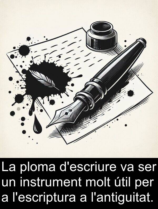 útil: La ploma d'escriure va ser un instrument molt útil per a l'escriptura a l'antiguitat.