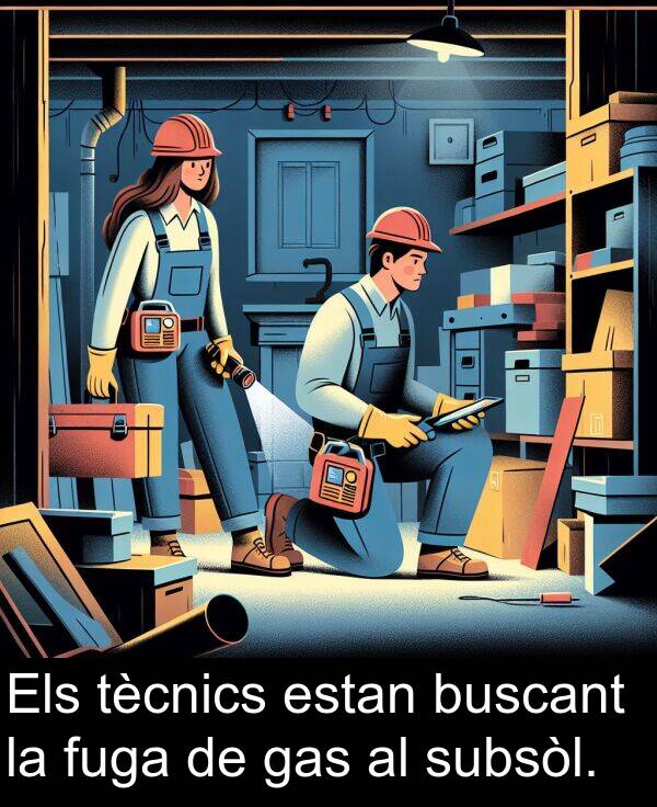 tècnics: Els tècnics estan buscant la fuga de gas al subsòl.