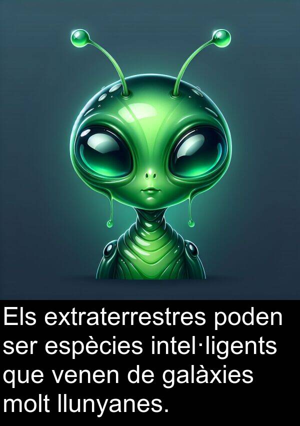 llunyanes: Els extraterrestres poden ser espècies intel·ligents que venen de galàxies molt llunyanes.