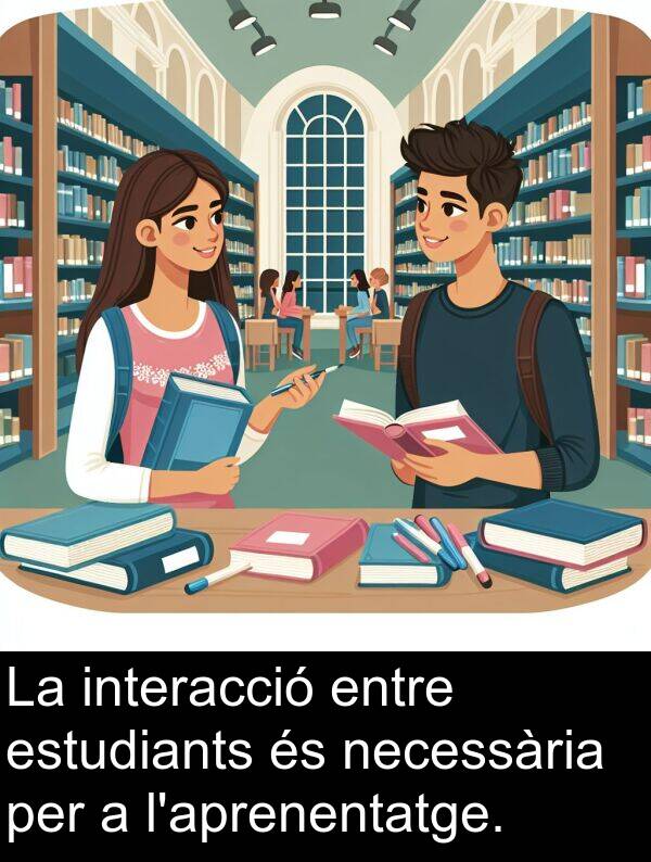 interacció: La interacció entre estudiants és necessària per a l'aprenentatge.