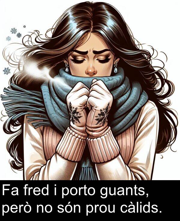 però: Fa fred i porto guants, però no són prou càlids.