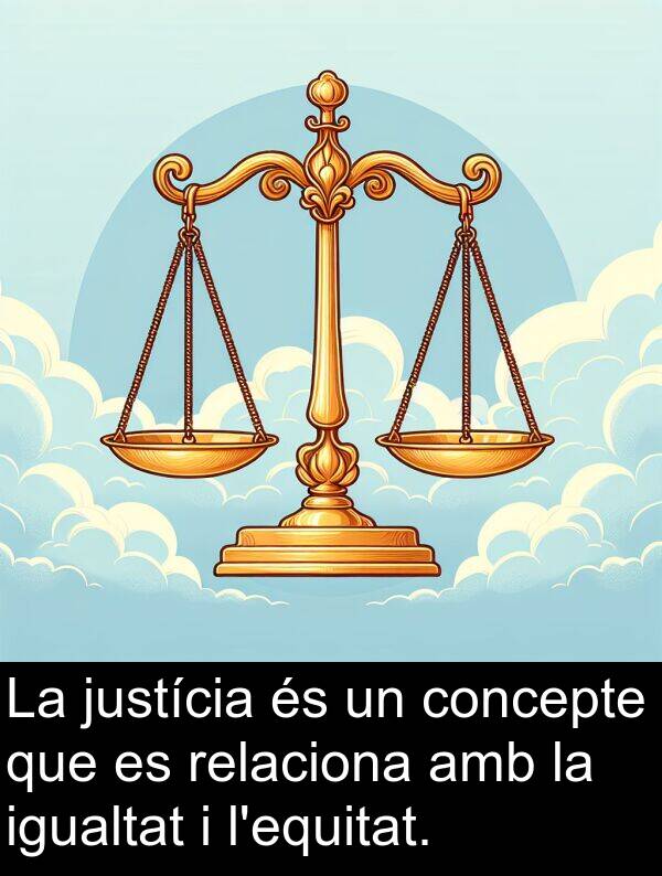 justícia: La justícia és un concepte que es relaciona amb la igualtat i l'equitat.