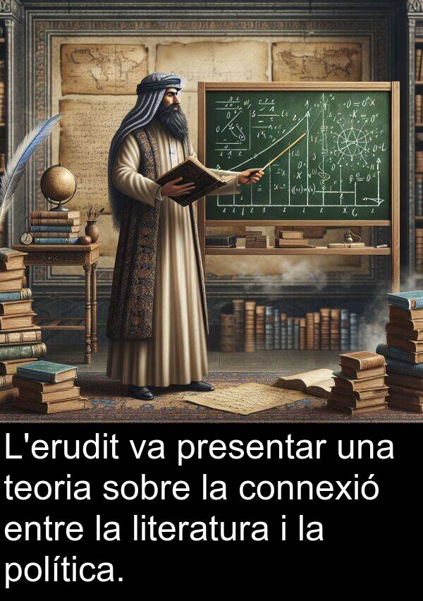 literatura: L'erudit va presentar una teoria sobre la connexió entre la literatura i la política.