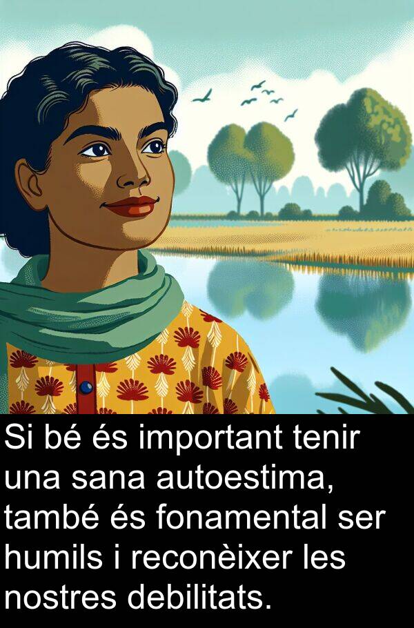 debilitats: Si bé és important tenir una sana autoestima, també és fonamental ser humils i reconèixer les nostres debilitats.