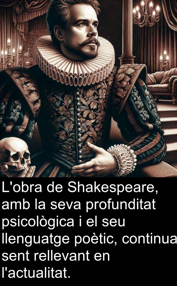 llenguatge: L'obra de Shakespeare, amb la seva profunditat psicològica i el seu llenguatge poètic, continua sent rellevant en l'actualitat.