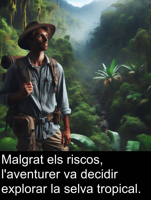 decidir: Malgrat els riscos, l'aventurer va decidir explorar la selva tropical.