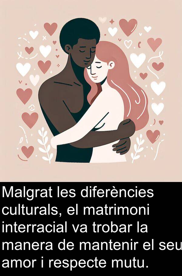 mantenir: Malgrat les diferències culturals, el matrimoni interracial va trobar la manera de mantenir el seu amor i respecte mutu.