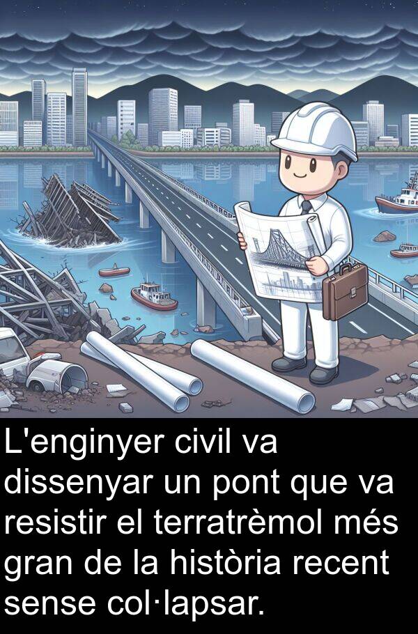 terratrèmol: L'enginyer civil va dissenyar un pont que va resistir el terratrèmol més gran de la història recent sense col·lapsar.