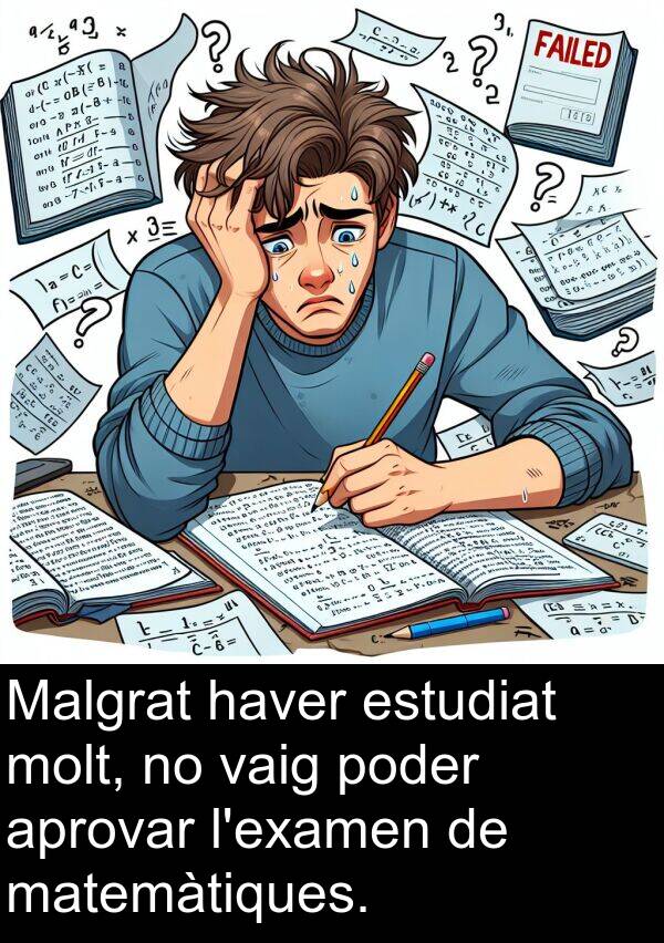 haver: Malgrat haver estudiat molt, no vaig poder aprovar l'examen de matemàtiques.