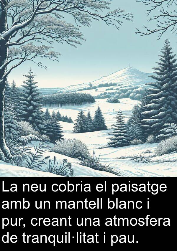 blanc: La neu cobria el paisatge amb un mantell blanc i pur, creant una atmosfera de tranquil·litat i pau.