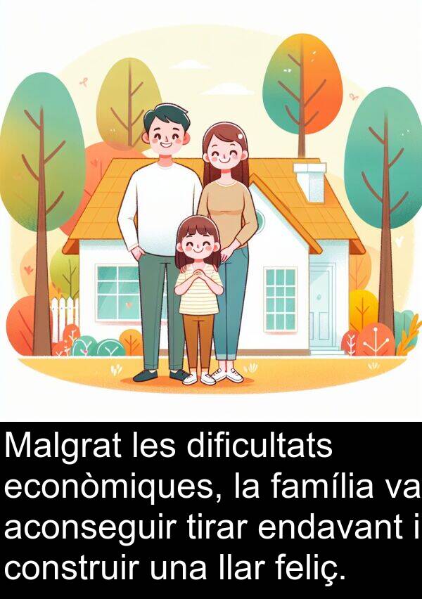 llar: Malgrat les dificultats econòmiques, la família va aconseguir tirar endavant i construir una llar feliç.