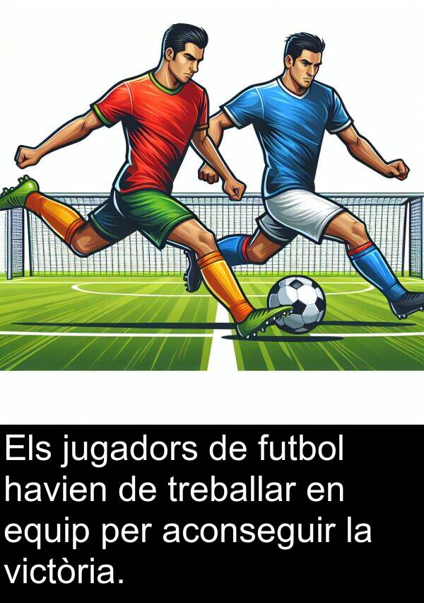 aconseguir: Els jugadors de futbol havien de treballar en equip per aconseguir la victòria.