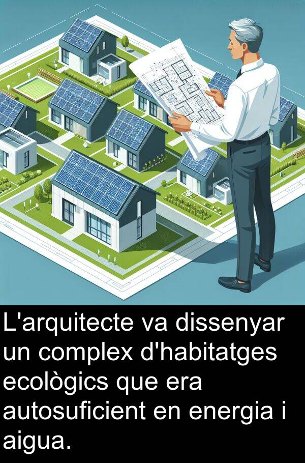 aigua: L'arquitecte va dissenyar un complex d'habitatges ecològics que era autosuficient en energia i aigua.