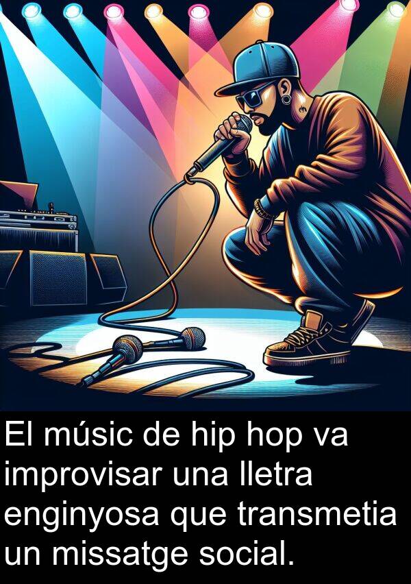 lletra: El músic de hip hop va improvisar una lletra enginyosa que transmetia un missatge social.